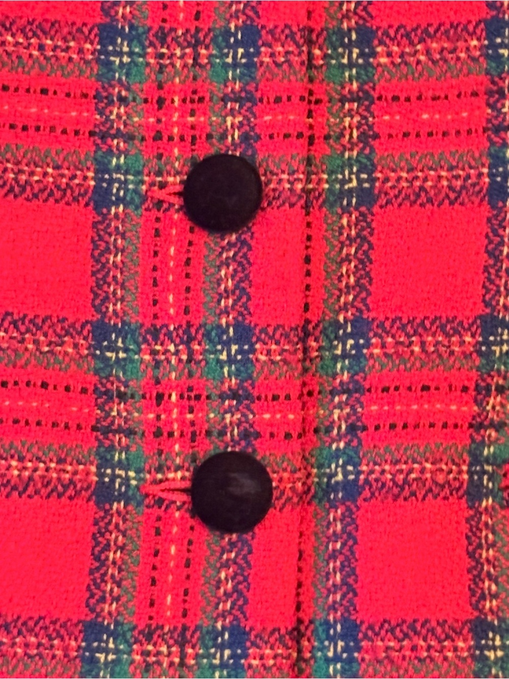 Vintage Talbots Red Plaid Tartan Wool Blazer Jacket Size 8 Black Velvet Collar - Picture 8 of 11